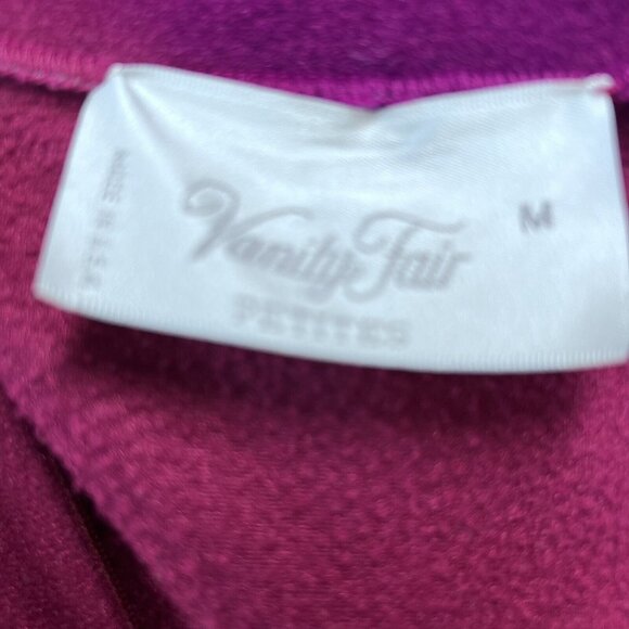 Vtg Vanity Fair Purple Velour Fleece Zip Robe Housecoat Pockets Embroidery Med - Picture 7 of 13